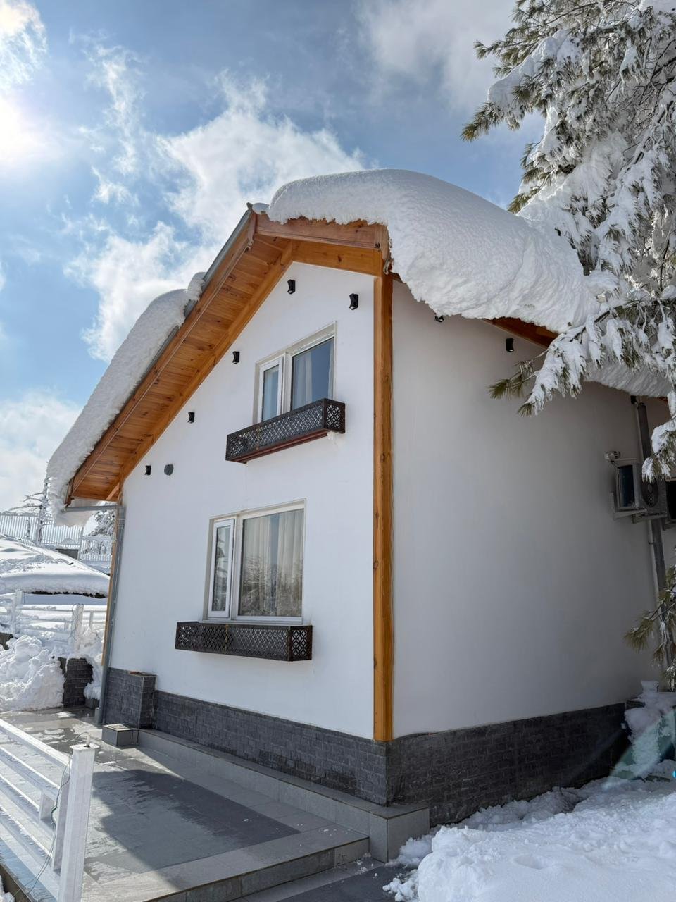 Mountain view from Pear Meadows cottage window in Tangmarg